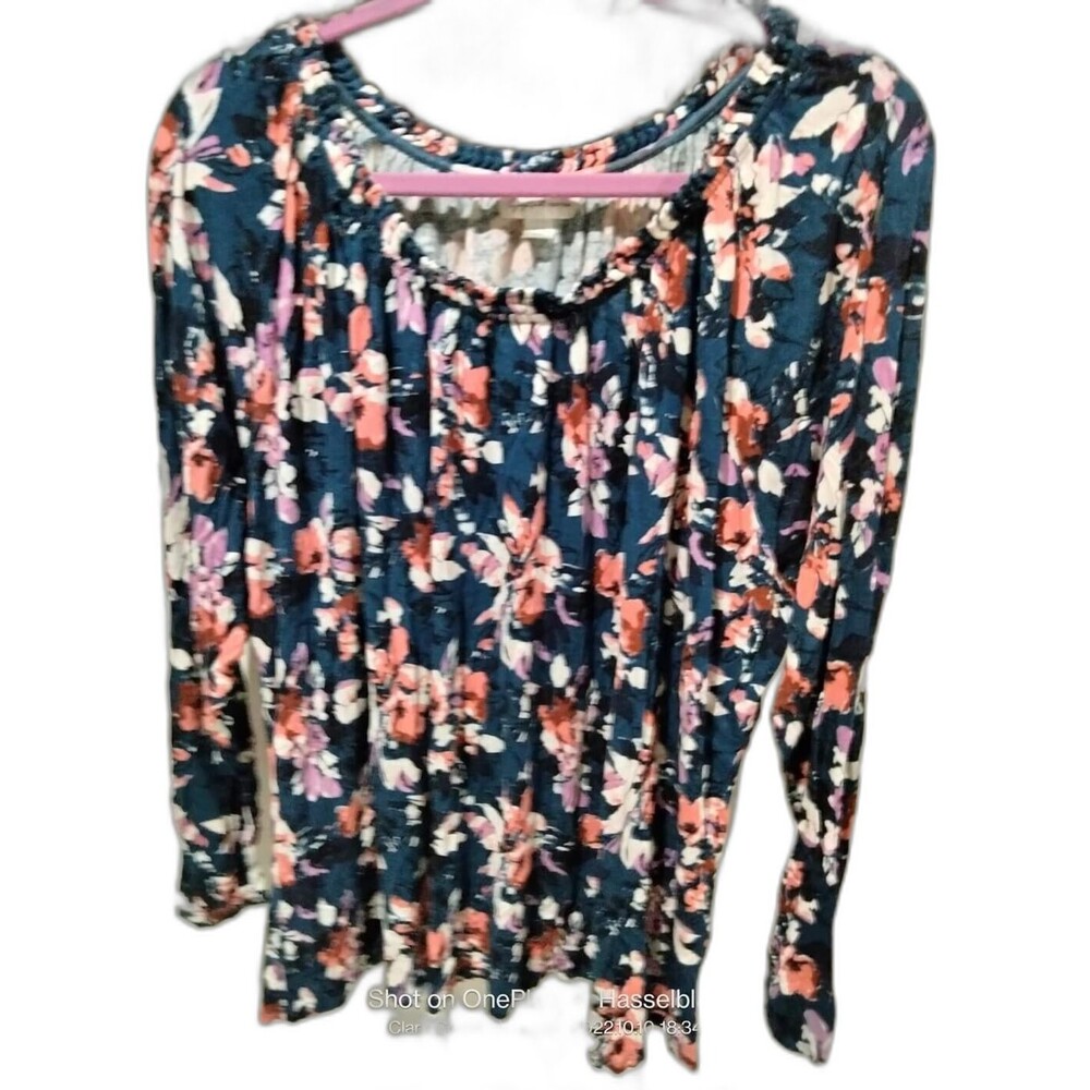 Jaclyn Smith Blouse Top Shirt Floral Off The Shoulder Plus Size Top 2X Flowing